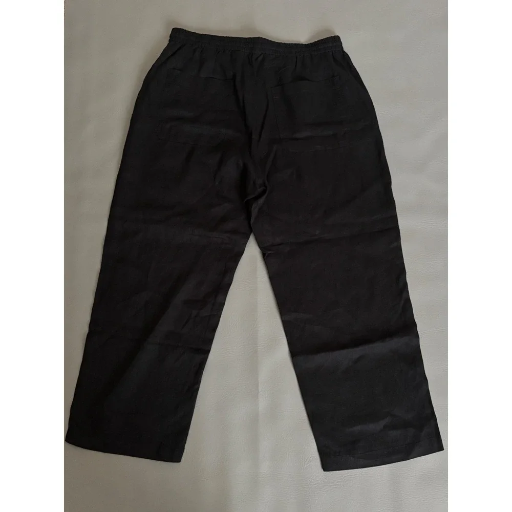 Banana Republic Women's Black Linen Pull On Ankle Pants Size XL 713472